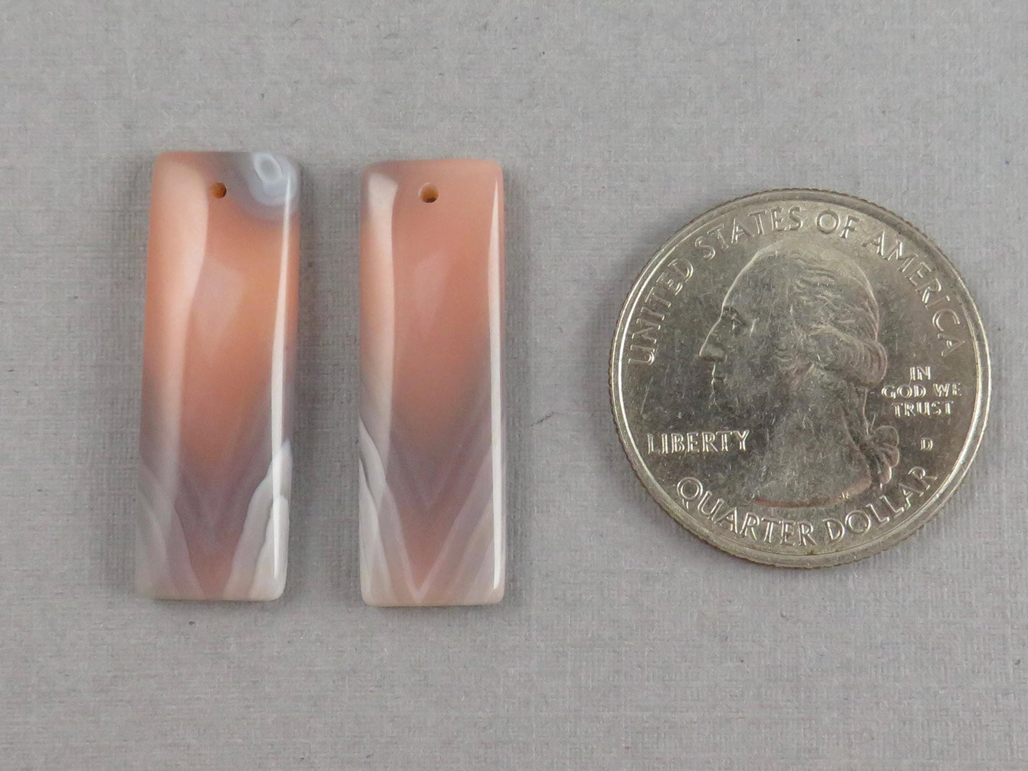 Botswana Agate Bead Pairs | Peach and Gray | Drilled | B111 - Agate - GemEnthusiast