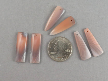 Botswana Agate Bead Pairs | Peach and Gray | Drilled | B111 - Agate - GemEnthusiast