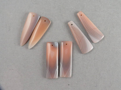 Botswana Agate Bead Pairs | Peach and Gray | Drilled | B111 - Agate - GemEnthusiast