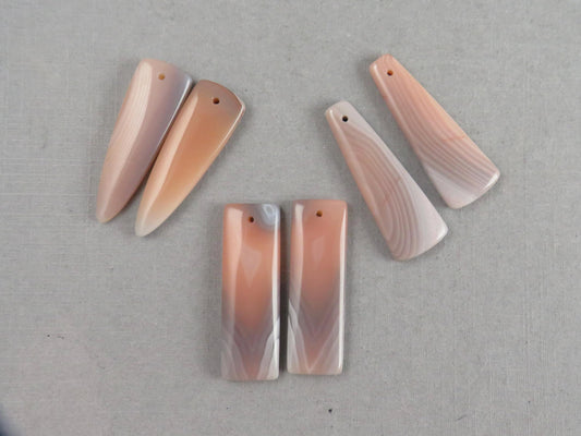 Botswana Agate Bead Pairs | Peach and Gray | Drilled | B111 - Agate - GemEnthusiast