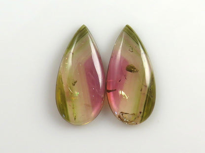 Watermelon Tourmaline Cabochon Pair | Natural Gemstones | 21x10 mm | 13.6 cts | TO568 - Watermelon Tourmaline - GemEnthusiast