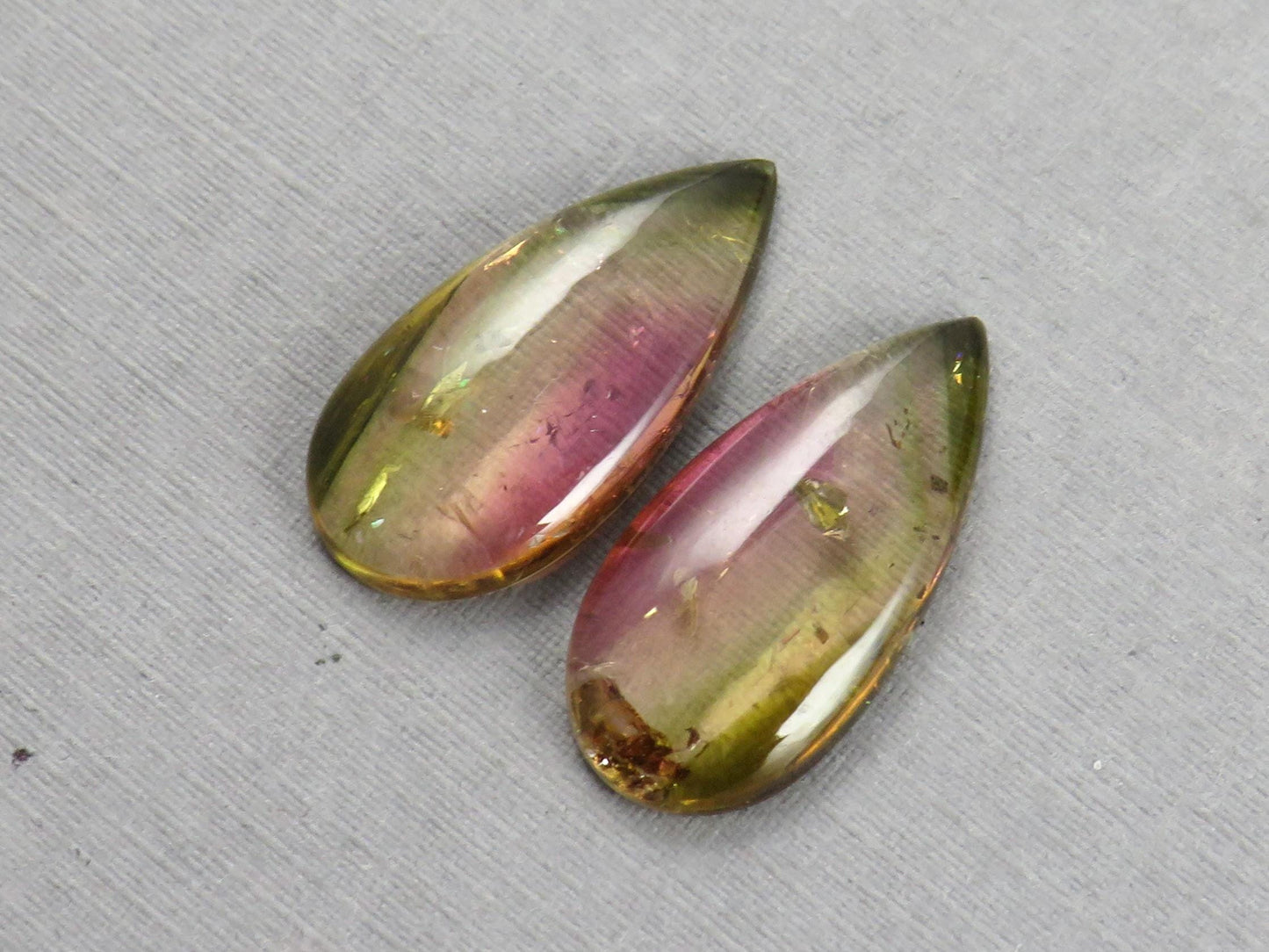 Watermelon Tourmaline Cabochon Pair | Natural Gemstones | 21x10 mm | 13.6 cts | TO568 - Watermelon Tourmaline - GemEnthusiast