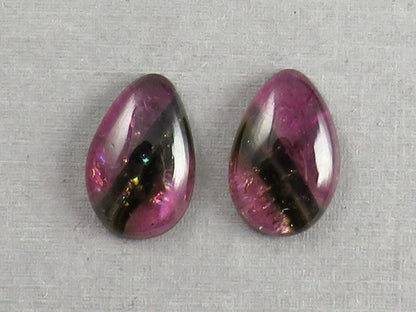 Multi-Color Tourmaline Cabochon Pair | Natural Gemstones | 15x10 mm | 9.8 cts | TO565 - Tourmaline - GemEnthusiast
