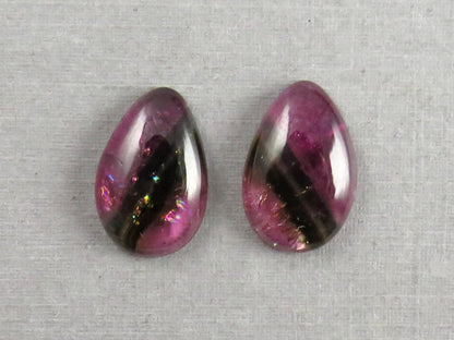 Multi-Color Tourmaline Cabochon Pair | Natural Gemstones | 15x10 mm | 9.8 cts | TO565 - Tourmaline - GemEnthusiast