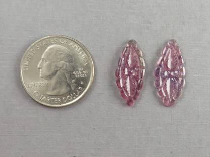 Flower Tourmaline Carving Pair | Natural Pink Purple Gemstones | 22x10 mm | 9.4 cts | TO566 - Tourmaline - GemEnthusiast