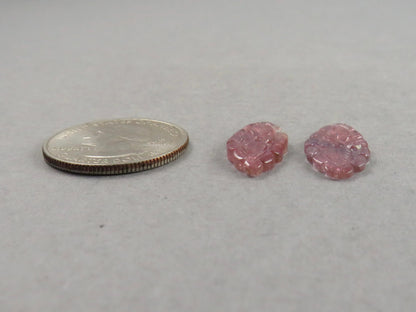 Flower Tourmaline Carving Pair | Natural Pink Purple Gemstones | 22x10 mm | 9.4 cts | TO566 - Tourmaline - GemEnthusiast