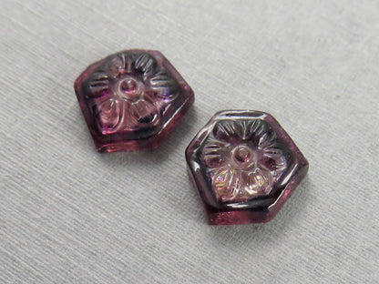 Flower Tourmaline Carving Pair | Natural Pink Gemstones | 11x10 mm | 7.2 carats | TO567 - Tourmaline - GemEnthusiast