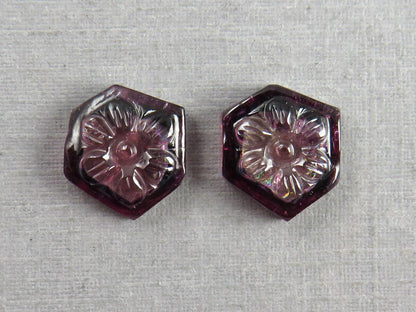 Flower Tourmaline Carving Pair | Natural Pink Gemstones | 11x10 mm | 7.2 carats | TO567 - Tourmaline - GemEnthusiast
