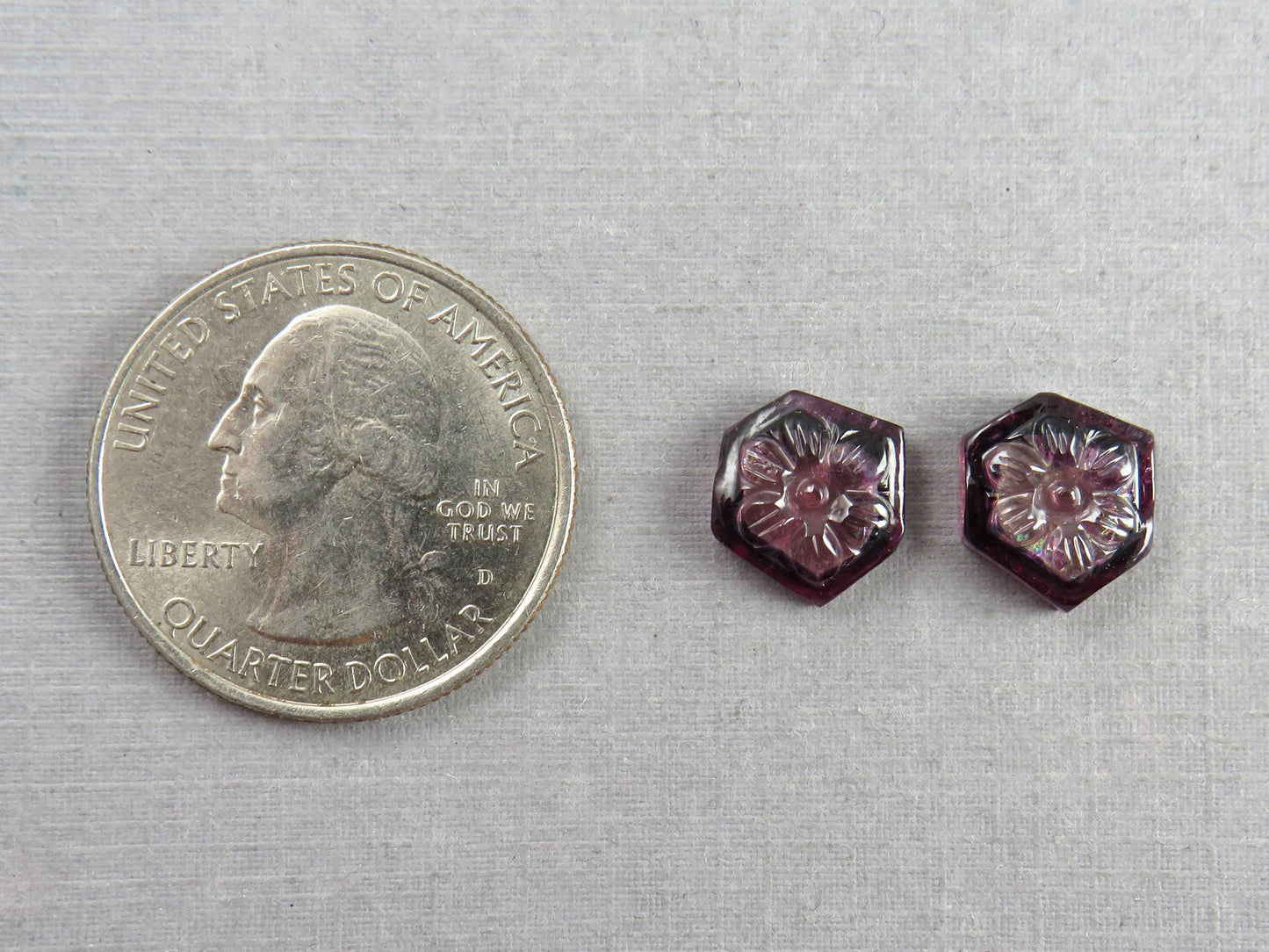 Flower Tourmaline Carving Pair | Natural Pink Gemstones | 11x10 mm | 7.2 carats | TO567 - Tourmaline - GemEnthusiast