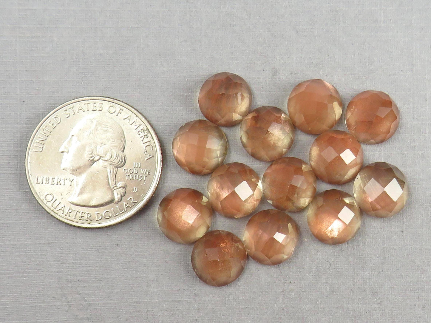10mm Oregon Sunstone Rose Cut Round Cabochons | American Gemstone - Oregon Sunstone - GemEnthusiast