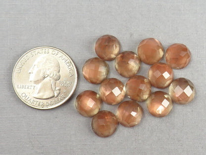 10mm Oregon Sunstone Rose Cut Round Cabochons | American Gemstone - Oregon Sunstone - GemEnthusiast