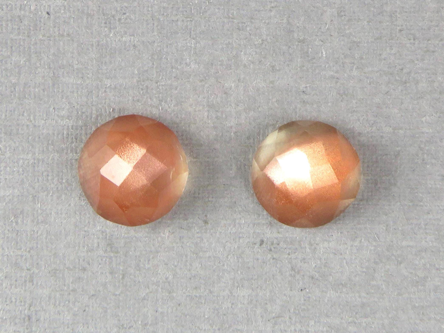 8mm Oregon Sunstones with Schiller | Round Rosecut Cabochon Pair | OSR103 - Oregon Sunstone - GemEnthusiast