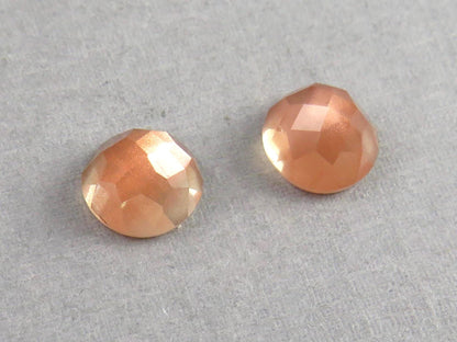 8mm Oregon Sunstones with Schiller | Round Rosecut Cabochon Pair | OSR103 - Oregon Sunstone - GemEnthusiast