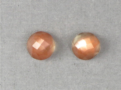 8mm Oregon Sunstones with Schiller | Round Rosecut Cabochon Pair | OSR103 - Oregon Sunstone - GemEnthusiast
