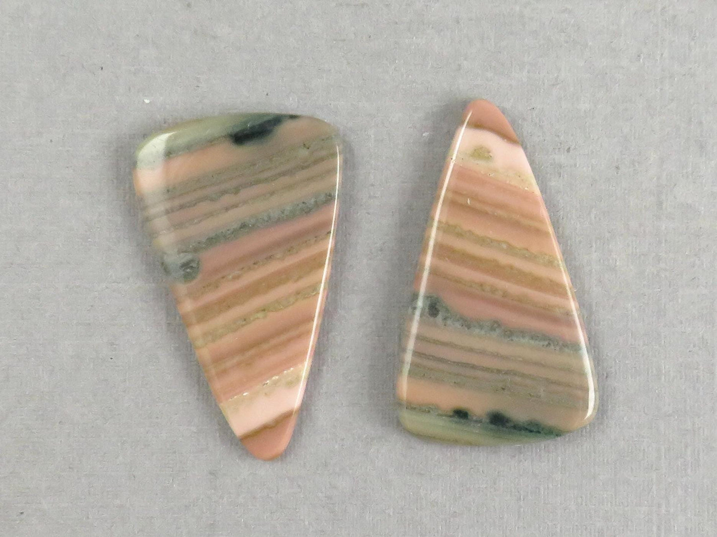 Saturn Chalcedony Triangle Cabochon Pair | 29x17x3 | Natural Loose Gemstone | CA346 - Chalcedony - GemEnthusiast