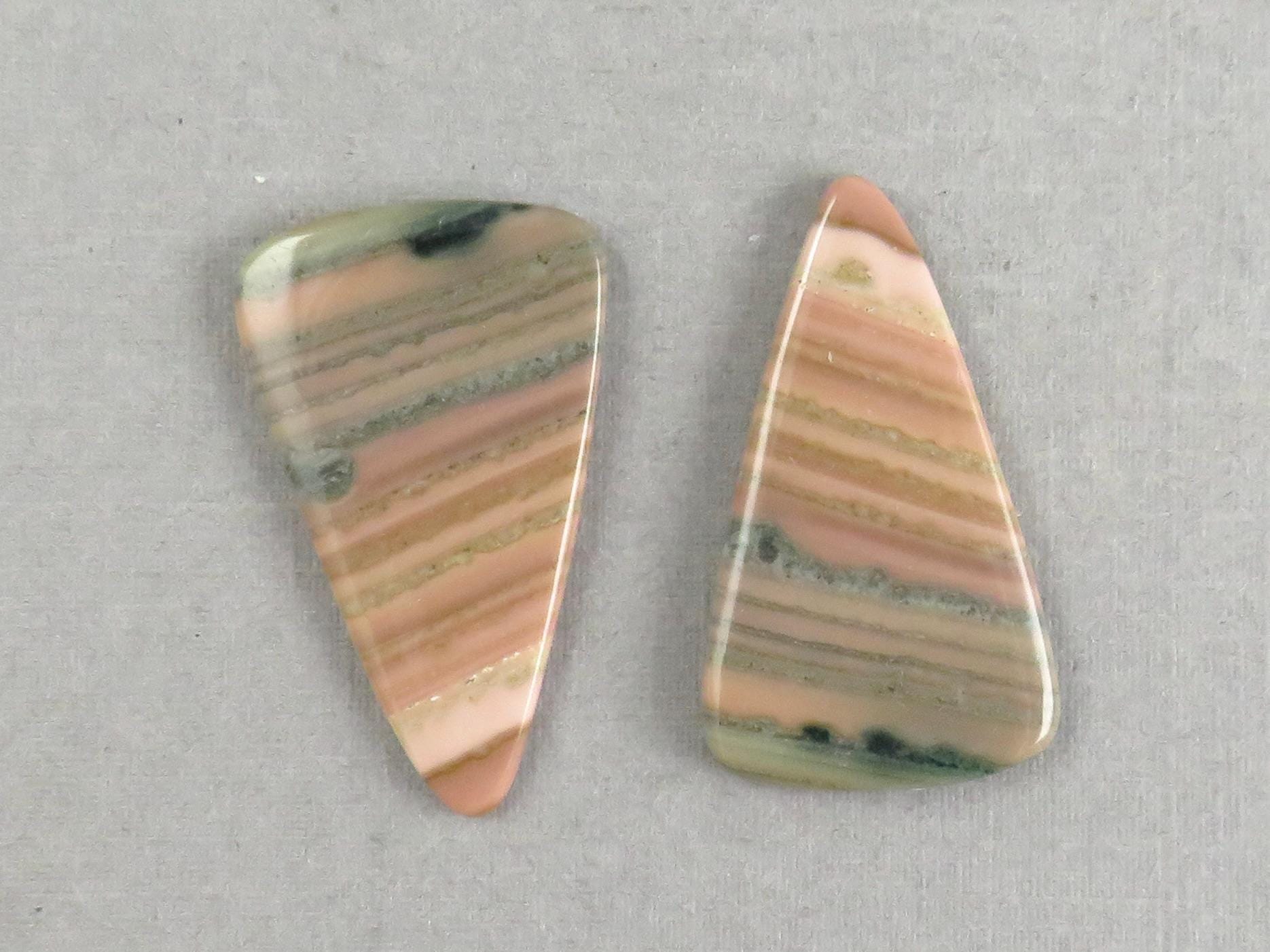 Saturn Chalcedony Triangle Cabochon Pair | 29x17x3 | Natural Loose Gemstone | CA346 - Chalcedony - GemEnthusiast