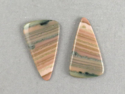 Saturn Chalcedony Triangle Cabochon Pair | 29x17x3 | Natural Loose Gemstone | CA346 - Chalcedony - GemEnthusiast