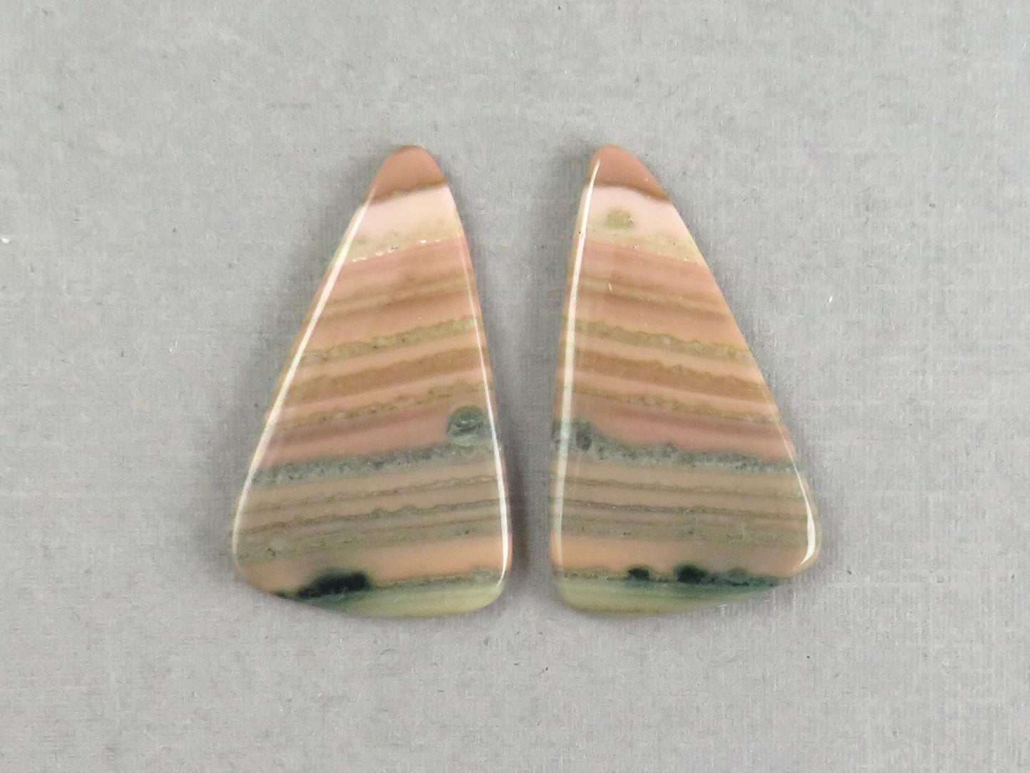 Saturn Chalcedony Triangle Cabochon Pair | 29x17x3 | Natural Loose Gemstone | CA346 - Chalcedony - GemEnthusiast