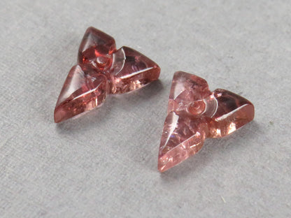 Flower Tourmaline Carving Pair | Natural Pink Gemstones | 10x8 mm | 3.1 cts | TO569 - Tourmaline - GemEnthusiast