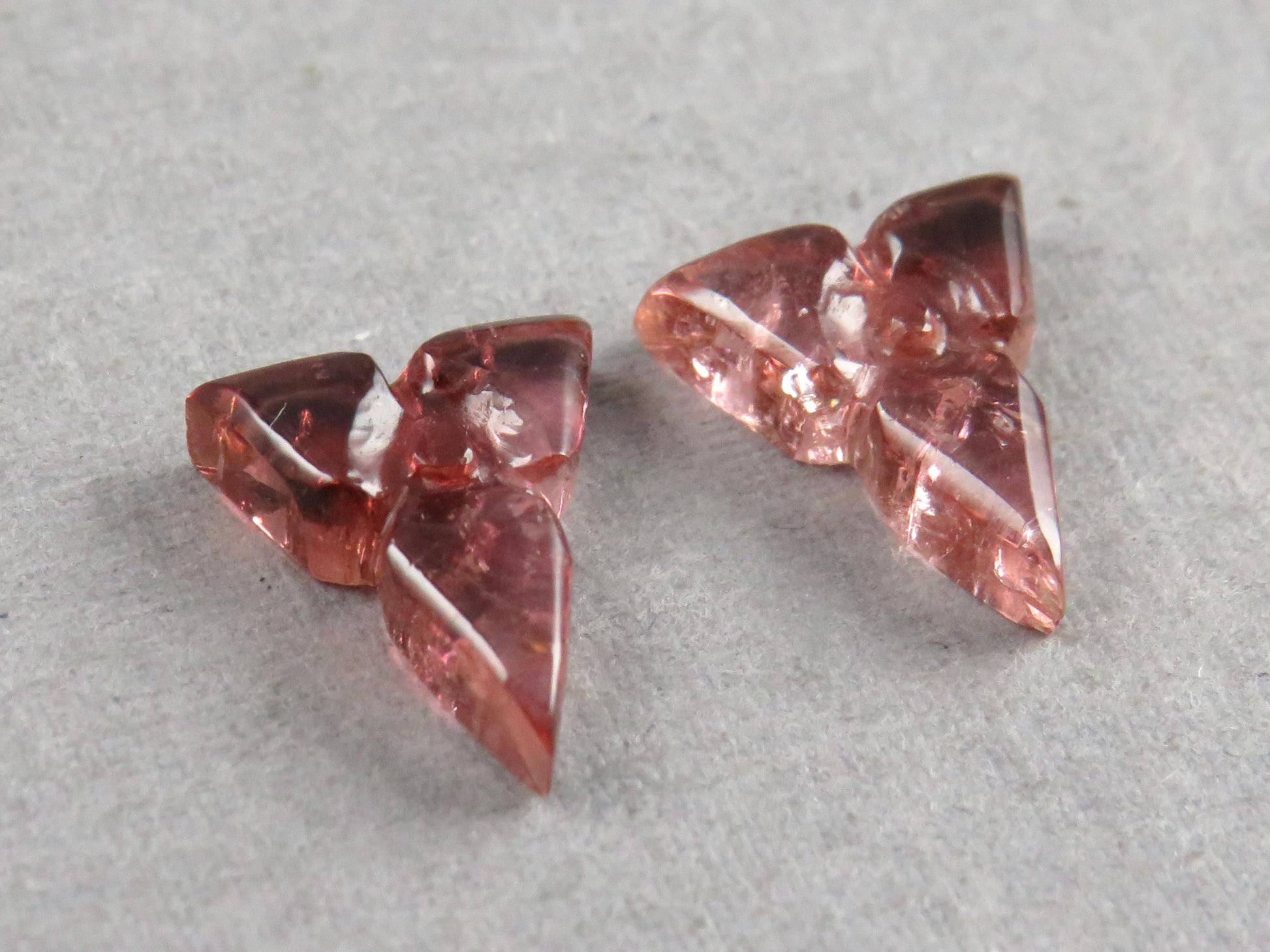 Flower Tourmaline Carving Pair | Natural Pink Gemstones | 10x8 mm | 3.1 cts | TO569 - Tourmaline - GemEnthusiast