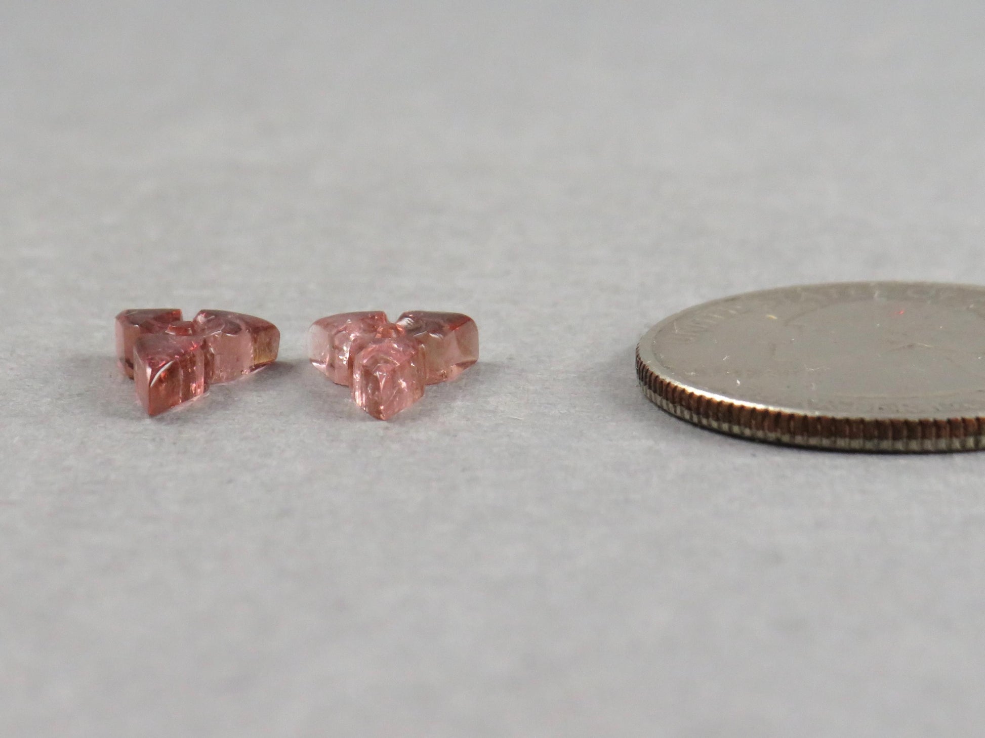 Flower Tourmaline Carving Pair | Natural Pink Gemstones | 10x8 mm | 3.1 cts | TO569 - Tourmaline - GemEnthusiast
