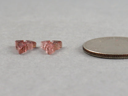 Flower Tourmaline Carving Pair | Natural Pink Gemstones | 10x8 mm | 3.1 cts | TO569 - Tourmaline - GemEnthusiast