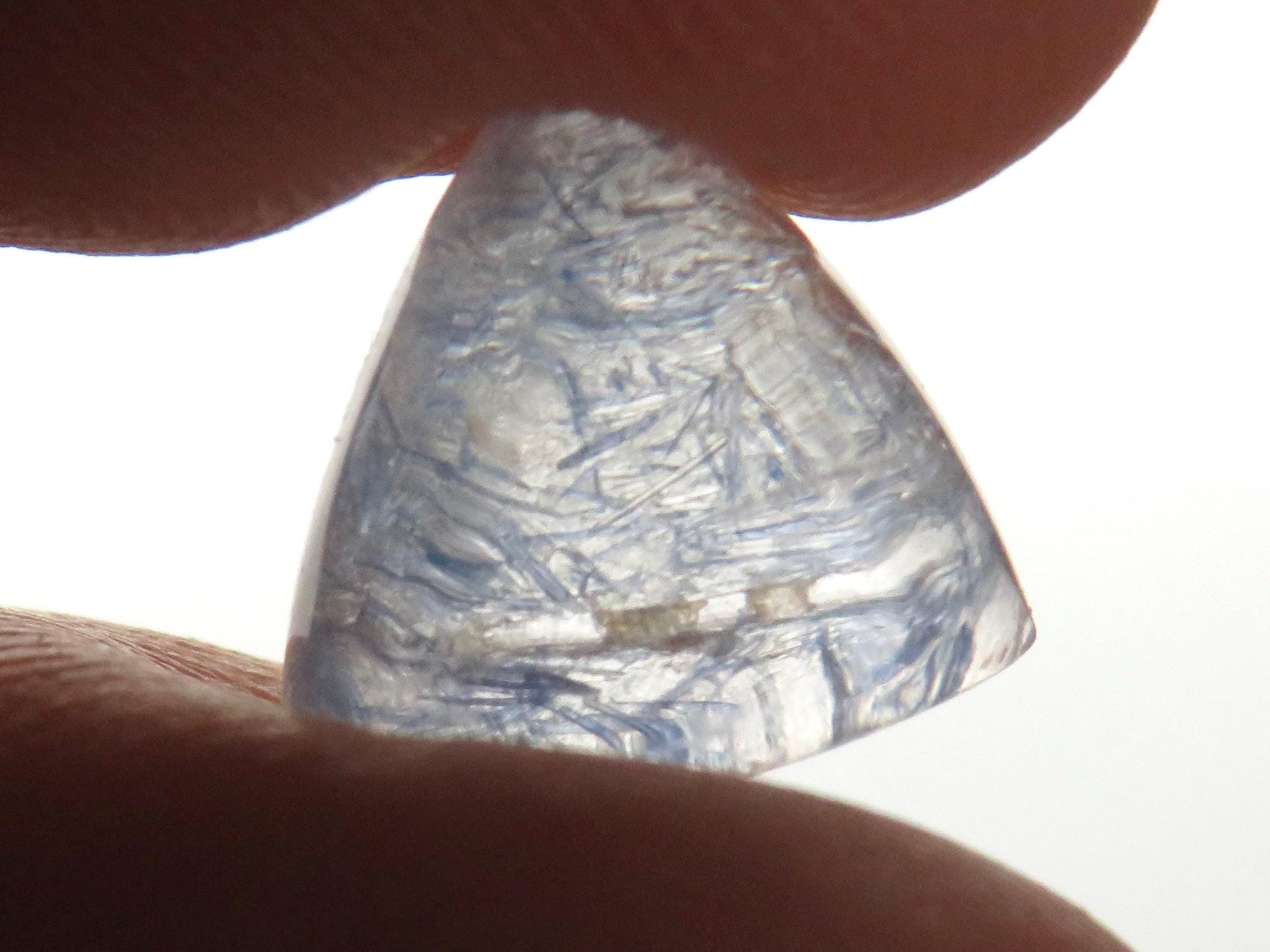 Dumortierite in Quartz Triangle Cabochon | 10x10 | Natural Gemstone from Brazil | 3 carats | QU549 - Quartz, Dumortierite - GemEnthusiast