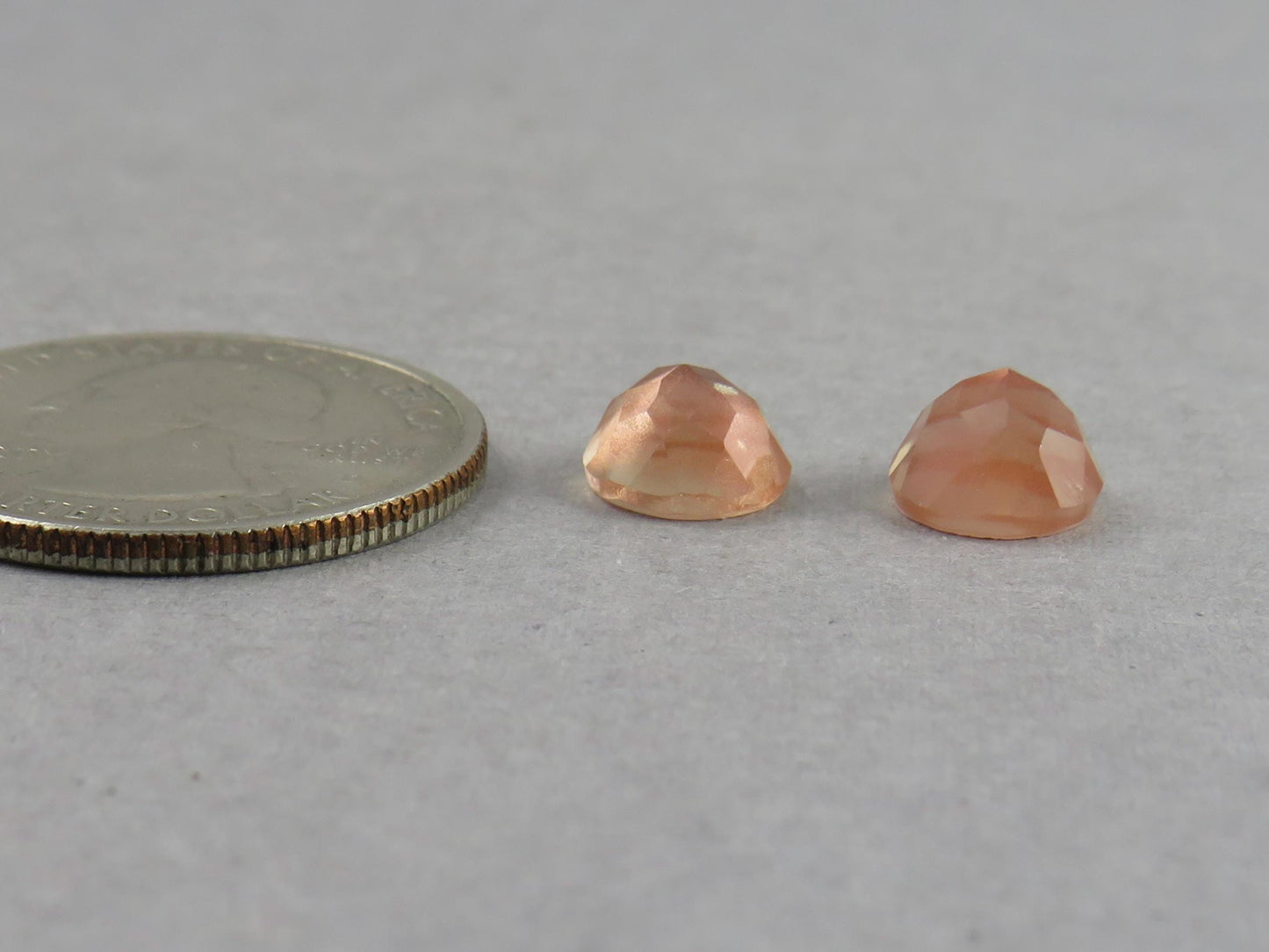 8mm Oregon Sunstones with Schiller | Round Rosecut Cabochon Pair | OSR103 - Oregon Sunstone - GemEnthusiast