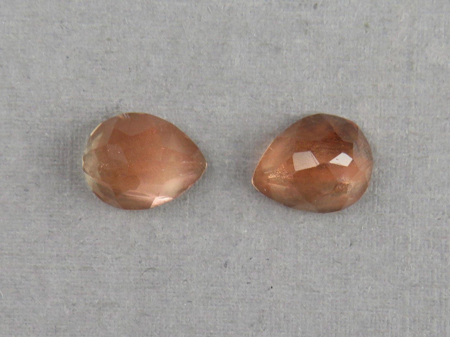 Oregon Sunstones with Schiller | Pear Rose cut Cabochon Pair | OSR101 - Oregon Sunstone - GemEnthusiast