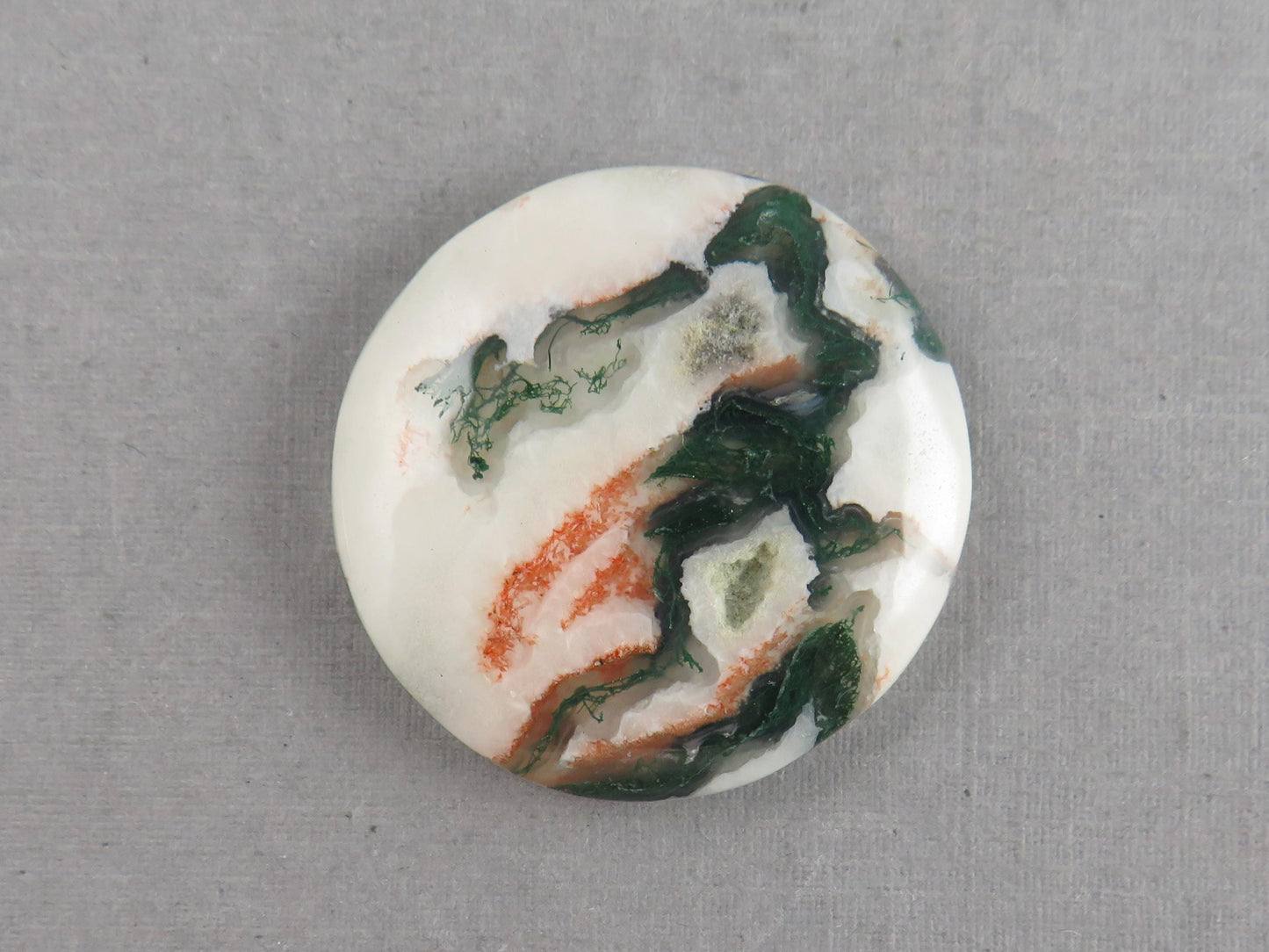 Moss Agate | 28x27 mm | Natural Round Cabochon Gemstone | AG325 - Moss Agate, Chalcedony - GemEnthusiast