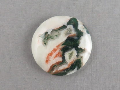 Moss Agate | 28x27 mm | Natural Round Cabochon Gemstone | AG325 - Moss Agate, Chalcedony - GemEnthusiast