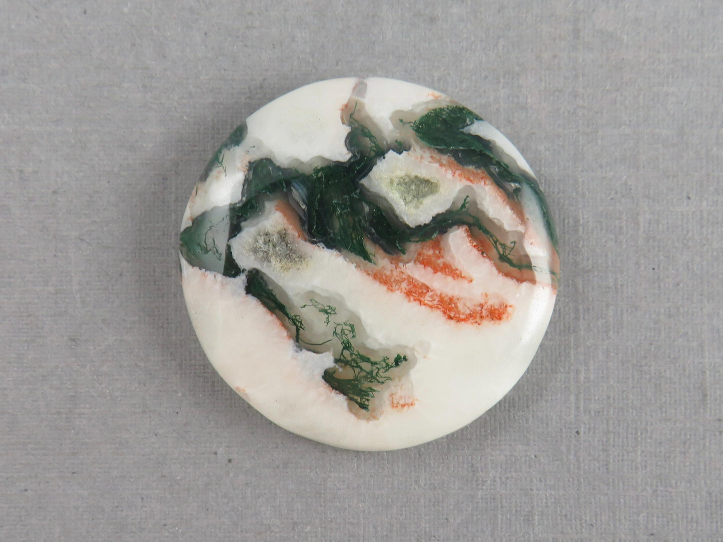 Moss Agate | 28x27 mm | Natural Round Cabochon Gemstone | AG325 - Moss Agate, Chalcedony - GemEnthusiast