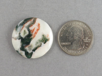 Moss Agate | 28x27 mm | Natural Round Cabochon Gemstone | AG325 - Moss Agate, Chalcedony - GemEnthusiast