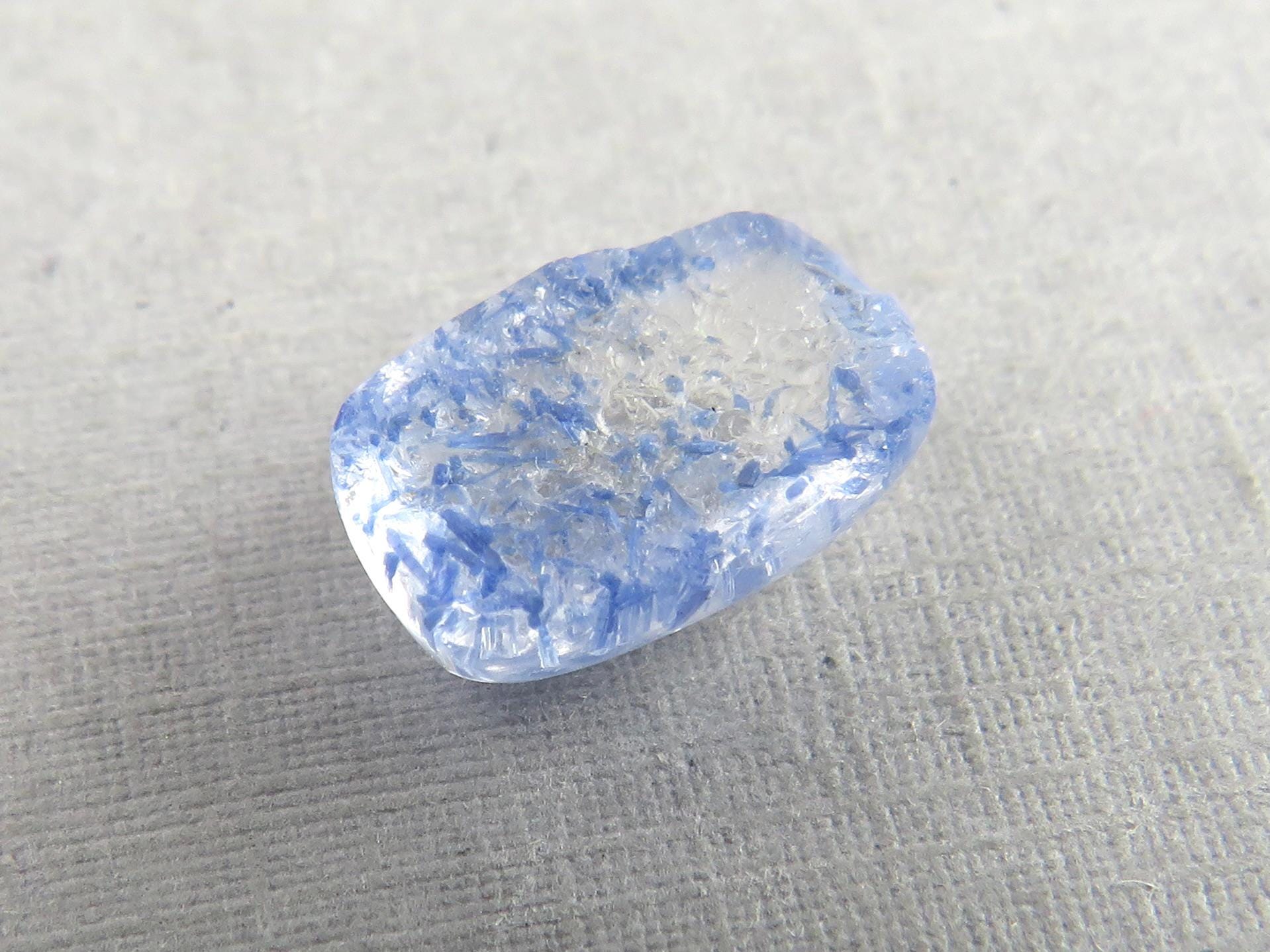 Dumortierite in Quartz Rectangular Cabochon Gem | 12x8 |Natural Gemstone from Brazil | 3.4 carats | QU545 - Quartz, Dumortierite - GemEnthusiast
