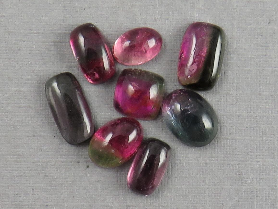 Bicolor Tourmaline Cabochon Lot | Loose Natural Gemstone | 6.5 carats | 6-8mm | TO561 - Tourmaline - GemEnthusiast