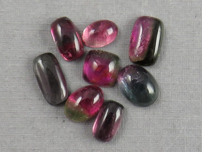Bicolor Tourmaline Cabochon Lot | Loose Natural Gemstone | 6.5 carats | 6-8mm | TO561 - Tourmaline - GemEnthusiast