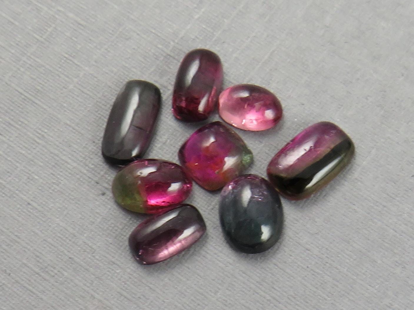 Bicolor Tourmaline Cabochon Lot | Loose Natural Gemstone | 6.5 carats | 6-8mm | TO561 - Tourmaline - GemEnthusiast