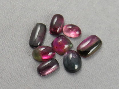 Bicolor Tourmaline Cabochon Lot | Loose Natural Gemstone | 6.5 carats | 6-8mm | TO561 - Tourmaline - GemEnthusiast
