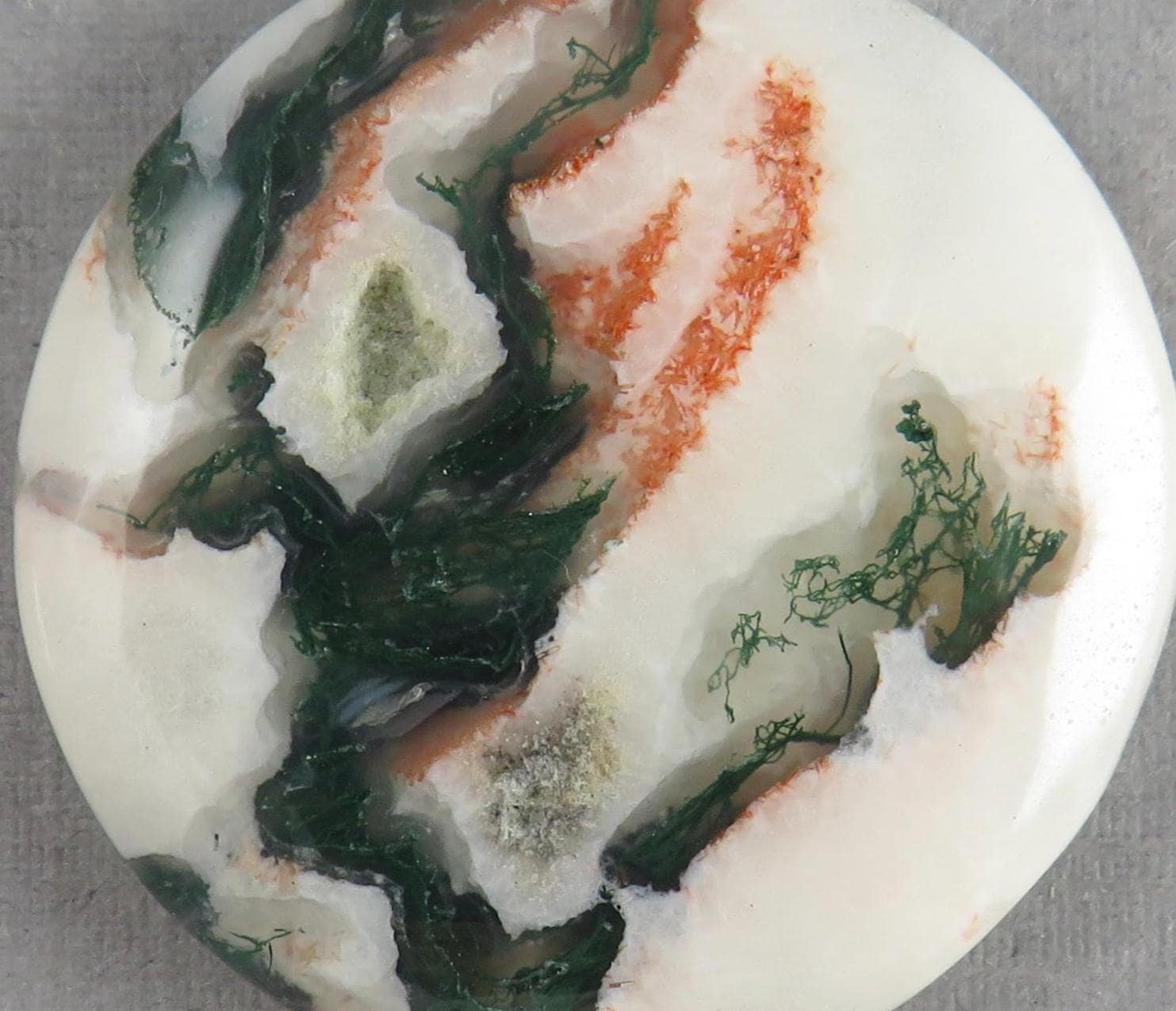 Moss Agate | 28x27 mm | Natural Round Cabochon Gemstone | AG325 - Moss Agate, Chalcedony - GemEnthusiast