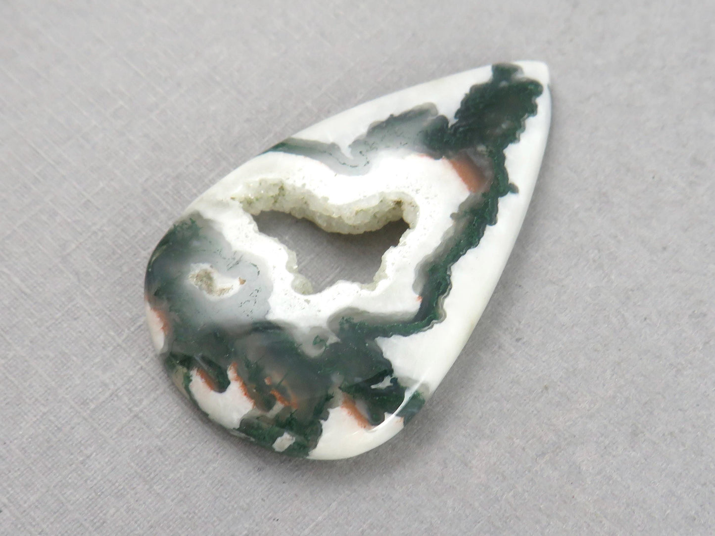 Moss Agate | 41x25x5 mm | Natural Pear Cabochon Gemstone | AG326 - Moss Agate, Chalcedony - GemEnthusiast