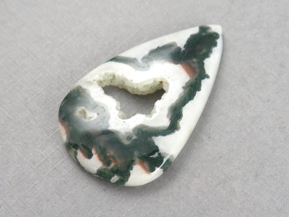 Moss Agate | 41x25x5 mm | Natural Pear Cabochon Gemstone | AG326 - Moss Agate, Chalcedony - GemEnthusiast