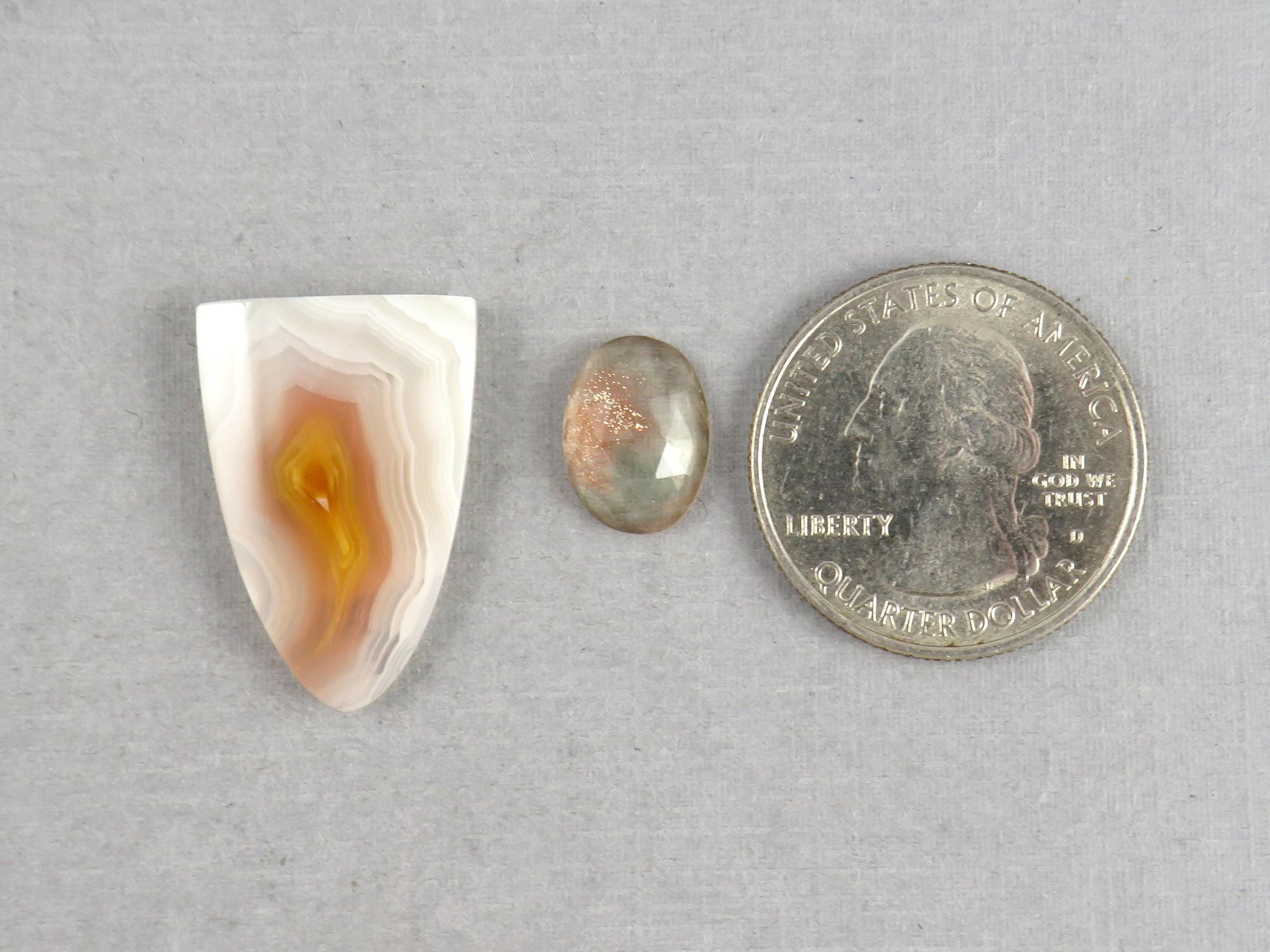 Oregon Sunstone and Sierra Madre Agate | Gemstone Set | SET119 - Timor Agate, Oregon Sunstone - GemEnthusiast