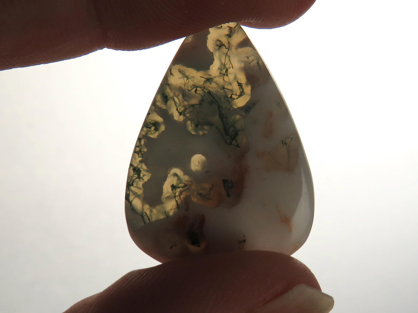 Moss Agate | 29x20x5 mm | Natural Pear Cabochon Gemstone | AG330 - Moss Agate, Chalcedony - GemEnthusiast