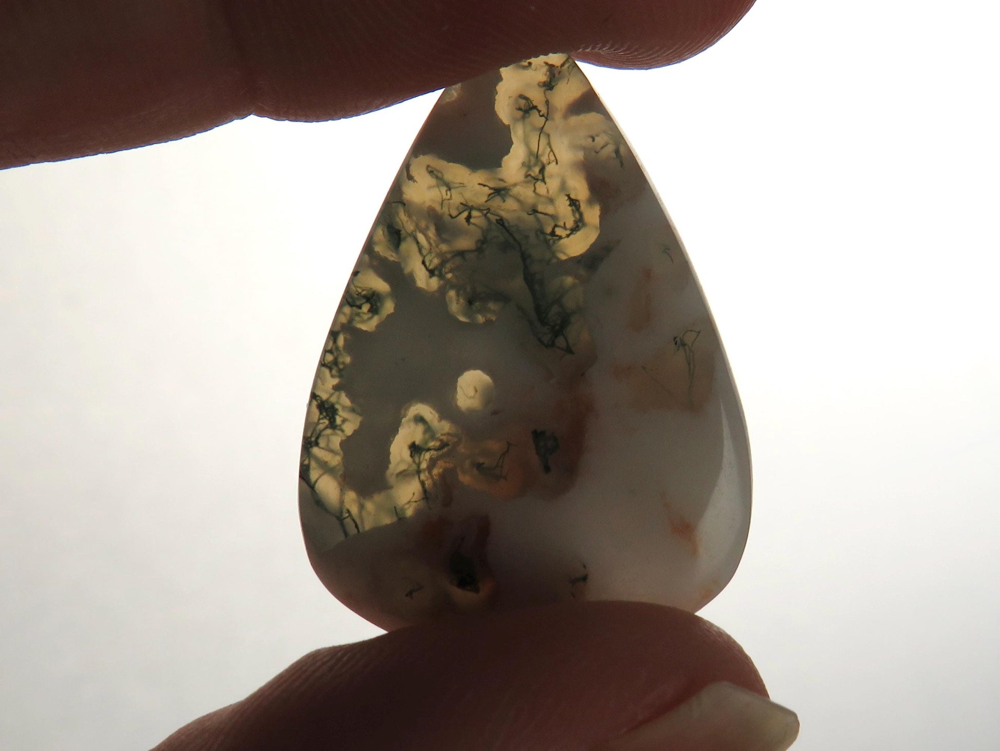 Moss Agate | 29x20x5 mm | Natural Pear Cabochon Gemstone | AG330 - Moss Agate, Chalcedony - GemEnthusiast