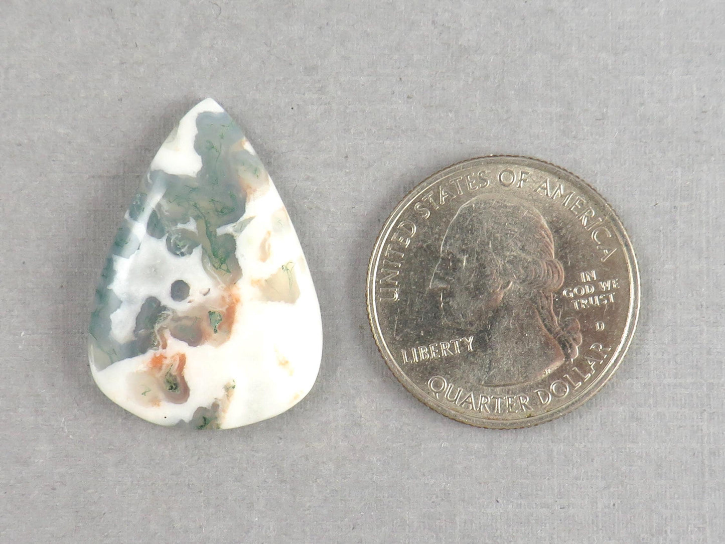 Moss Agate | 29x20x5 mm | Natural Pear Cabochon Gemstone | AG330 - Moss Agate, Chalcedony - GemEnthusiast