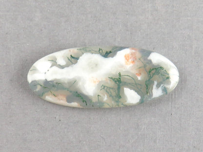 Moss Agate | 35x14x5 mm | Natural Round Cabochon Gemstone | AG328 - Moss Agate, Chalcedony - GemEnthusiast