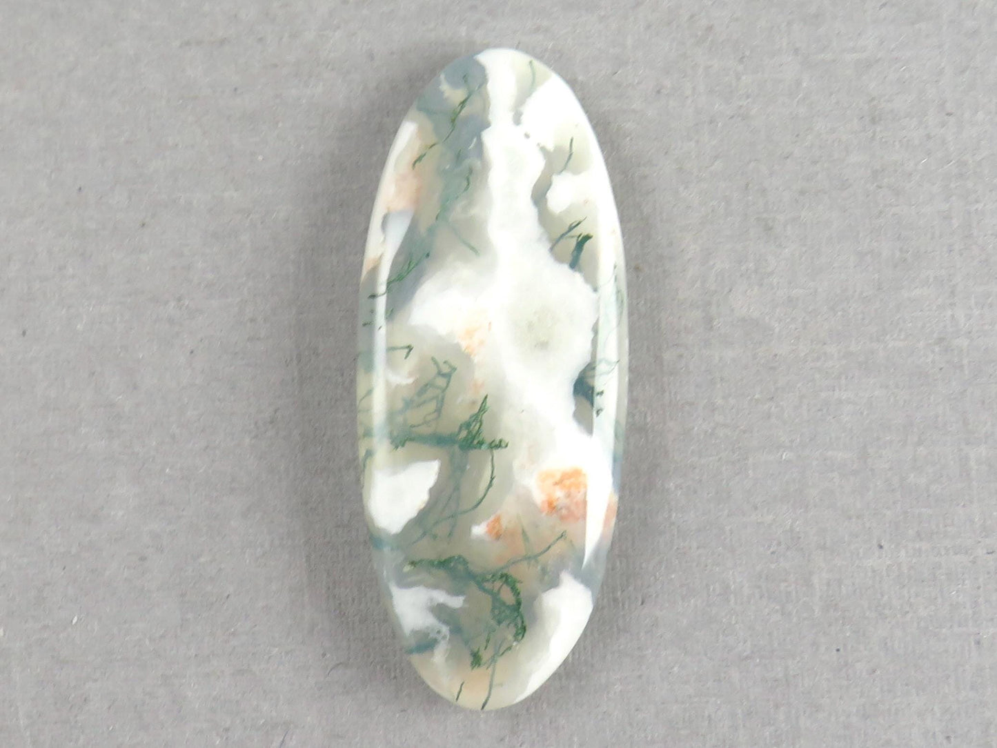 Moss Agate | 35x14x5 mm | Natural Round Cabochon Gemstone | AG328 - Moss Agate, Chalcedony - GemEnthusiast