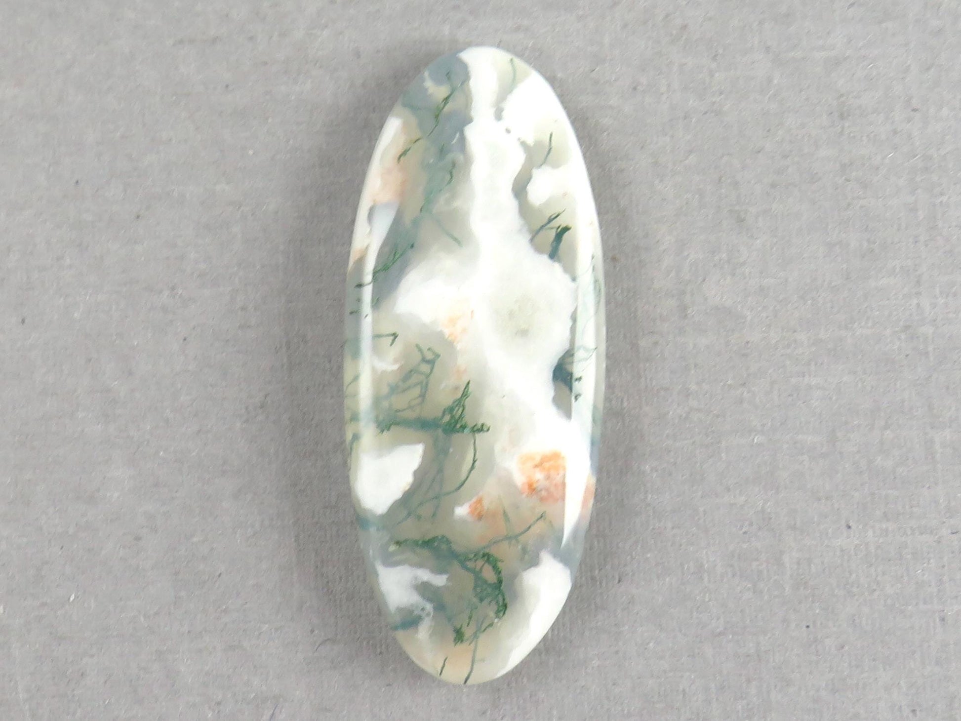 Moss Agate | 35x14x5 mm | Natural Round Cabochon Gemstone | AG328 - Moss Agate, Chalcedony - GemEnthusiast