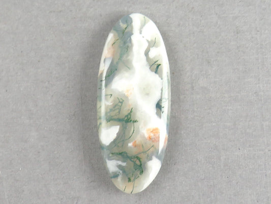 Moss Agate | 35x14x5 mm | Natural Round Cabochon Gemstone | AG328 - Moss Agate, Chalcedony - GemEnthusiast
