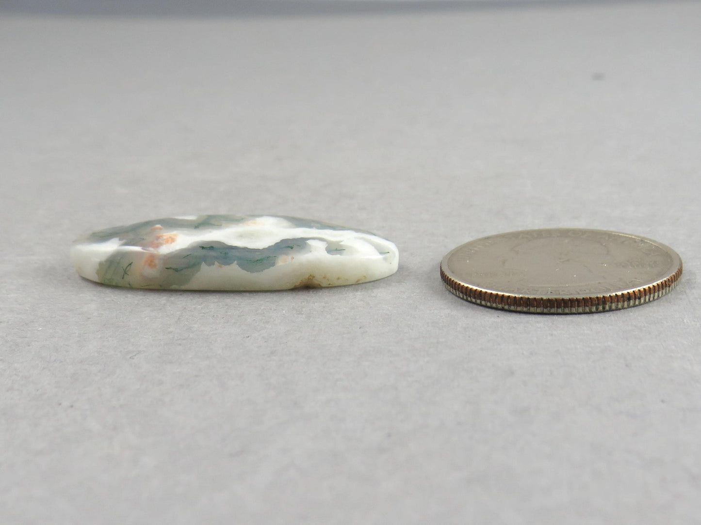 Moss Agate | 35x14x5 mm | Natural Round Cabochon Gemstone | AG328 - Moss Agate, Chalcedony - GemEnthusiast